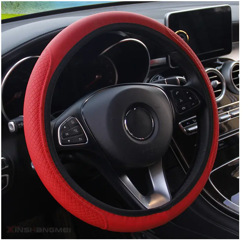 Car Steering Wheel Cover Fiber Leather Double Circle