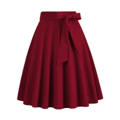 Women's Fashion European And American Style Plaid Skirt - Wine - View 1