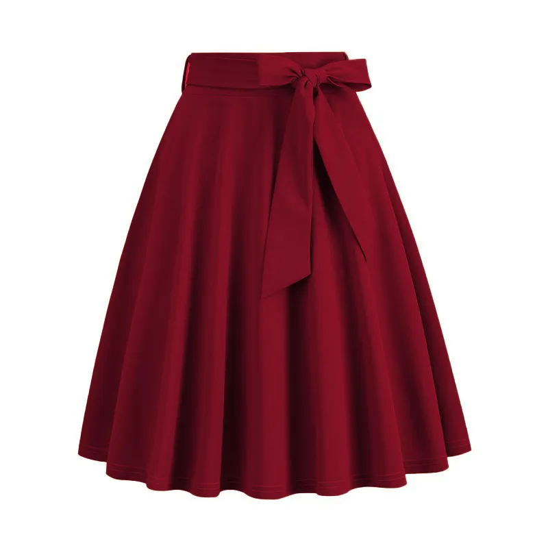Women's Fashion European And American Style Plaid Skirt - Wine