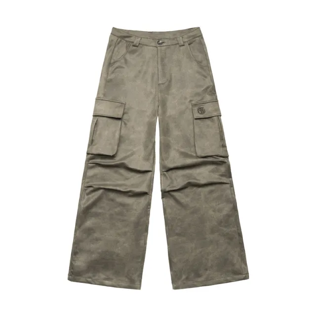 Pleated High Waist Retro Pocket Straight Wide Leg Overalls Brown - Shop at LoveMi