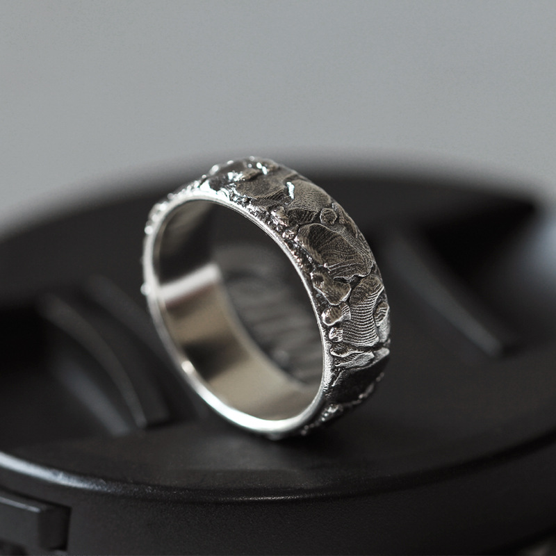 Seven Shang The Temperature Of Stone Impression Marcasite Ring Retro