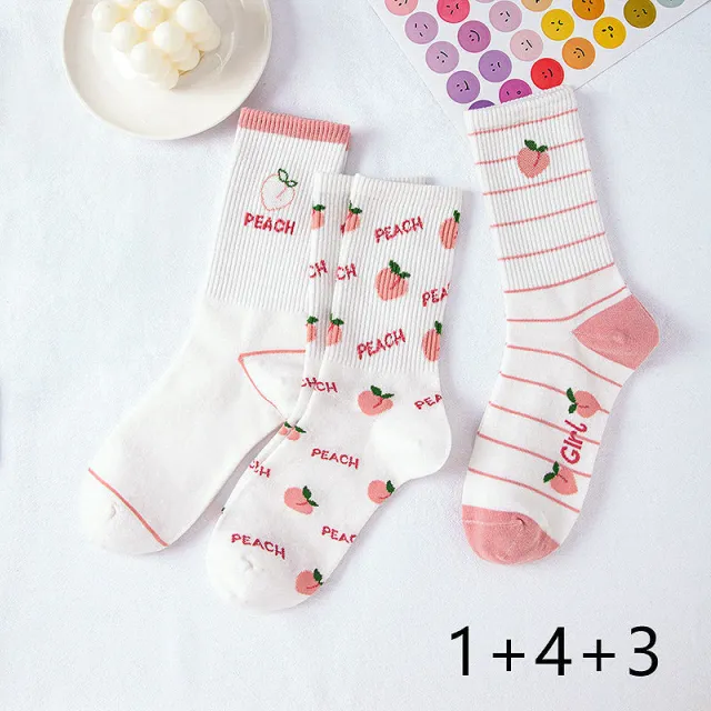 Tulip Pink Versatile Cute Sport College Style Tube Socks Pack Of Three Pairs A - Shop at LoveMi