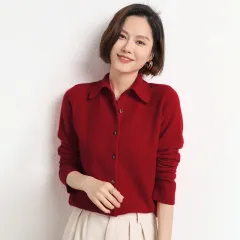 Loose Temperament Versatile Inner Match Lapel Loose Fashion Coat - Wine - View 1
