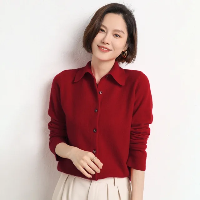 Loose Temperament Versatile Inner Match Lapel Loose Fashion Coat Wine Red - Shop at LoveMi