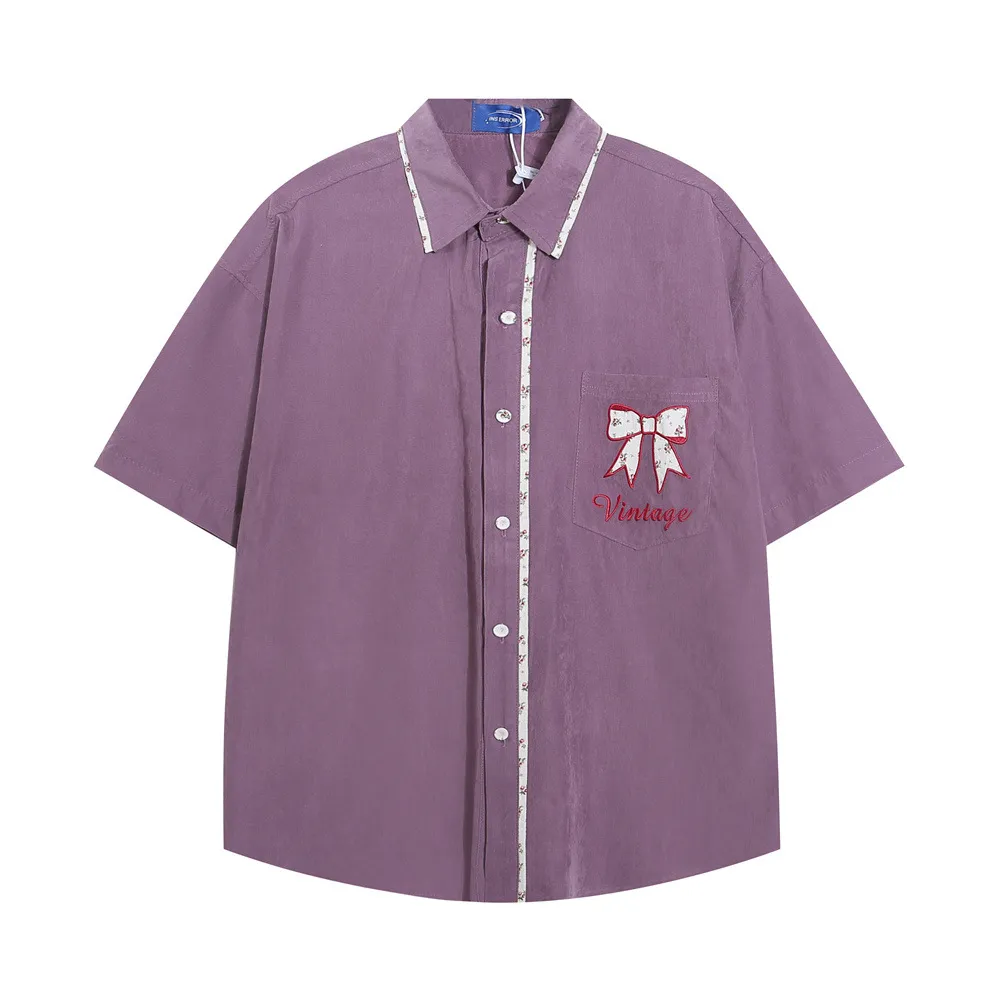 Loose Short Sleeve Shirt Street Trend - Purple