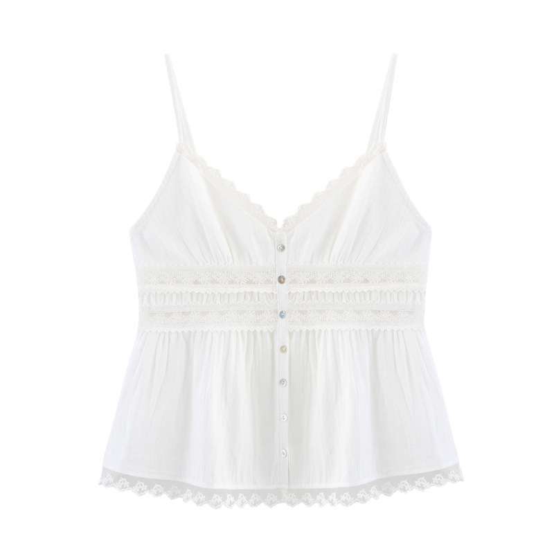 Solid Color Embroidered Lace Top