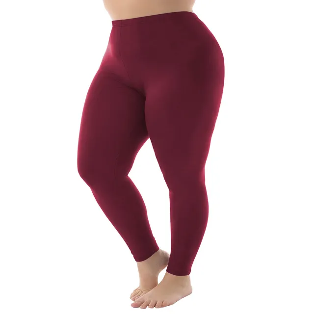 Nine Points High Elastic Solid Color Spring And Autumn Leggings Plus Size Wine Red - Shop at LoveMi