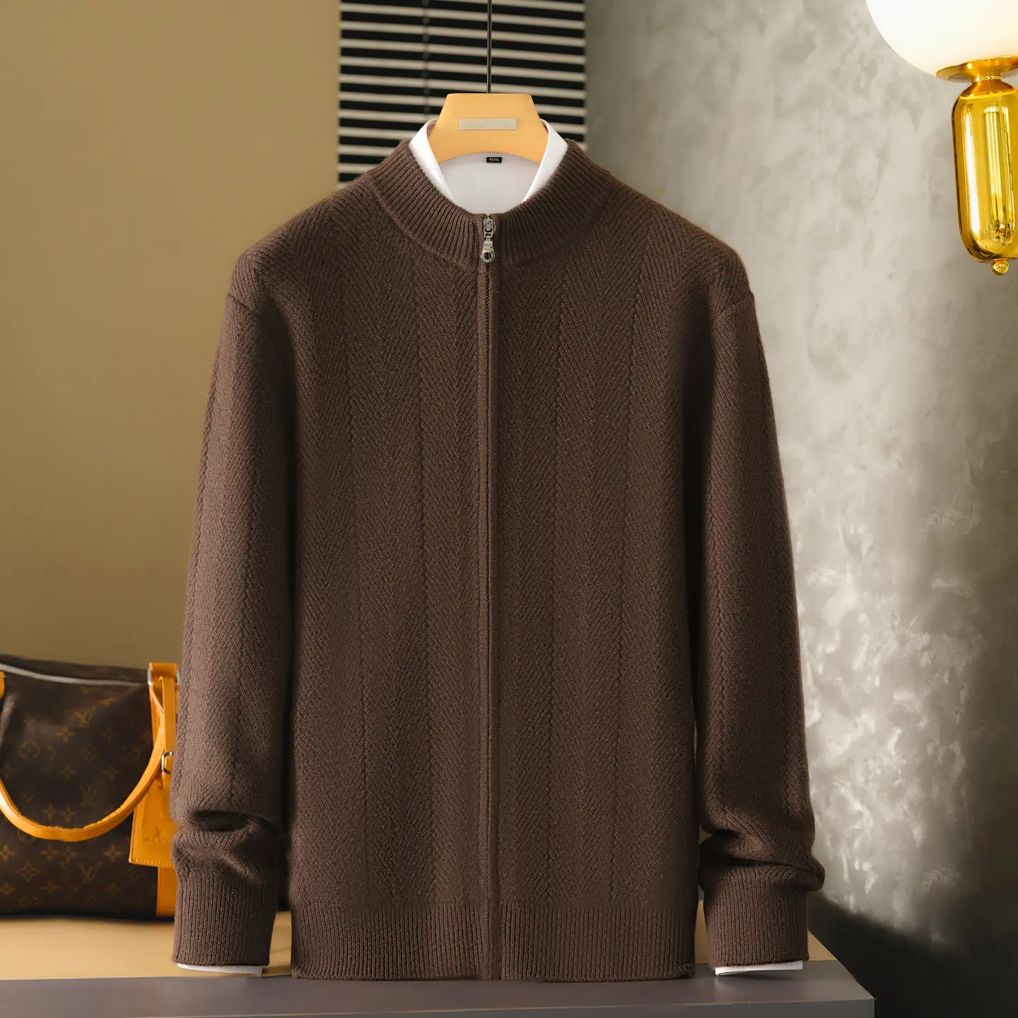 Casual Cashmere Cardigan With A Floral Zipper