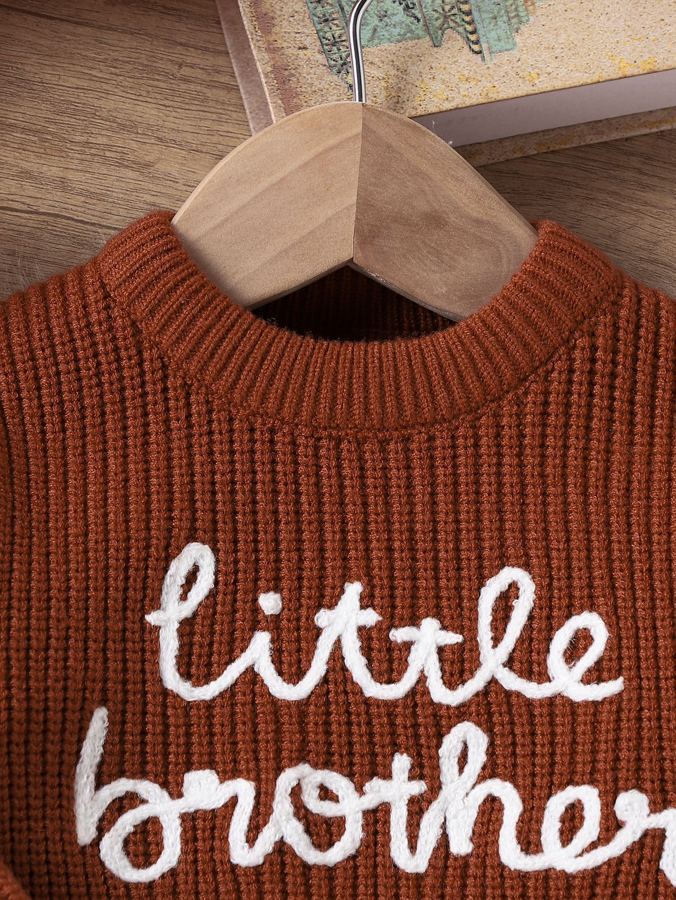 Baby Pullover Round Neck Letter Embroidered Printed Sweater