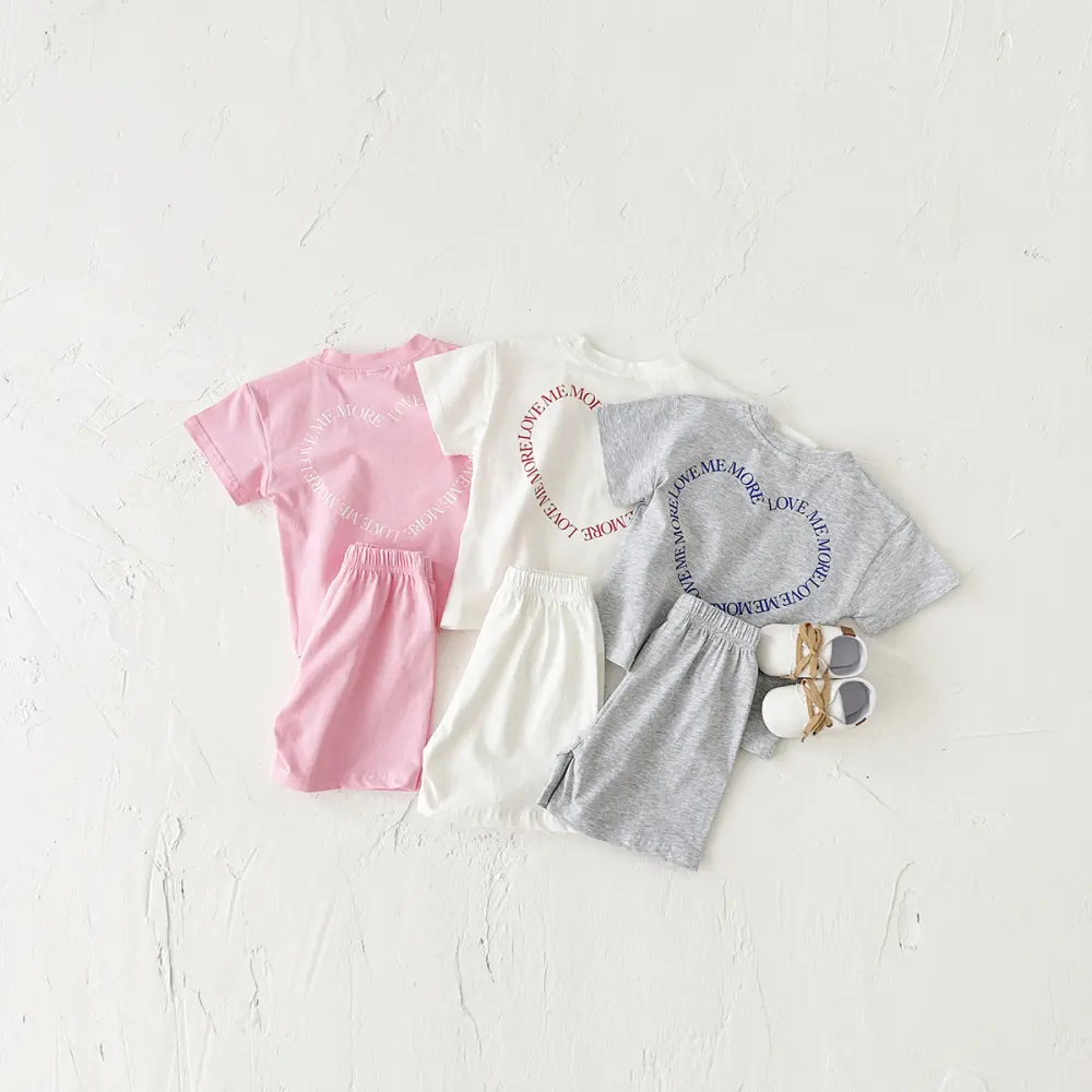 Heart Printing Short Sleeve Suit Korean Style Baby Boys'