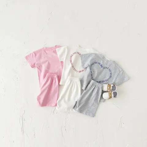 Heart Printing Short Sleeve Suit Korean Style Baby Boys'