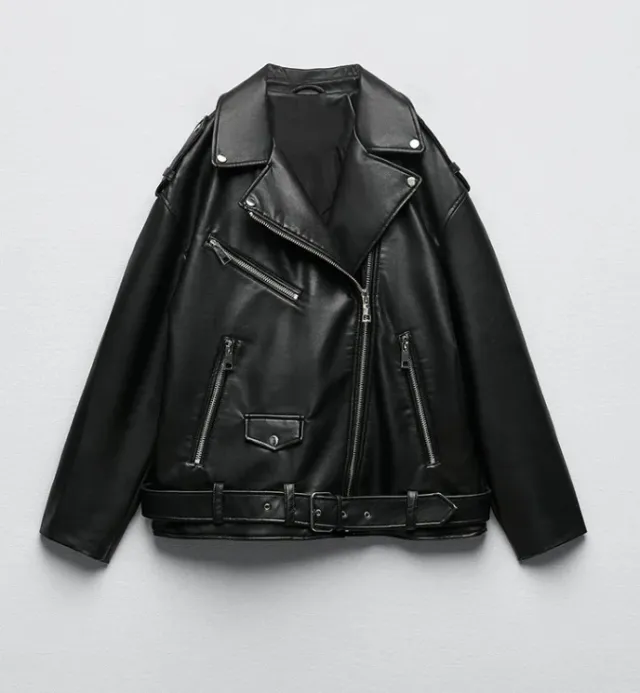 Women's Faux Leather Retro Biker's Leather Coat Black - Shop at LoveMi