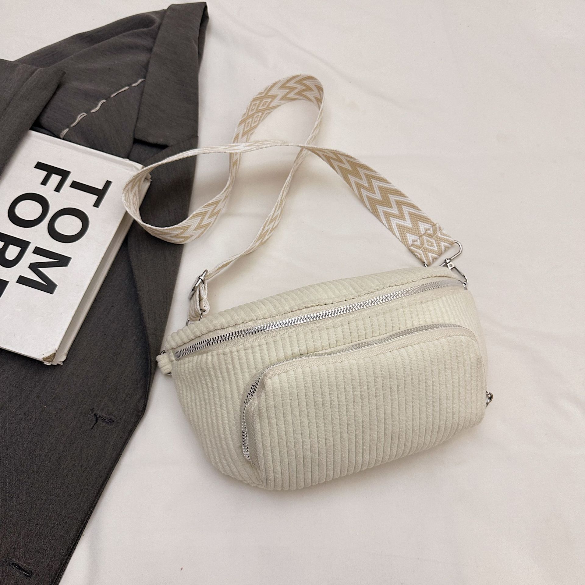 Stylish Corduroy Casual Minimalist Lightweight Crossbody Bag For Women