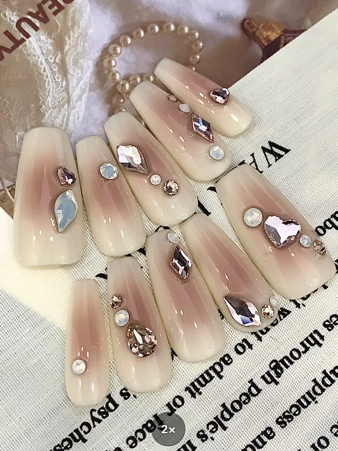 Peach Blush Beige Gentle Daily Mixed Feeling Wear Nail Customization