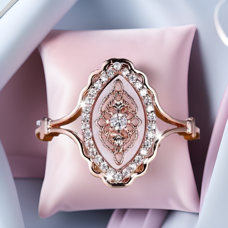 Japanese Sweet Cutout Lace Rhinestone-encrusted Ring