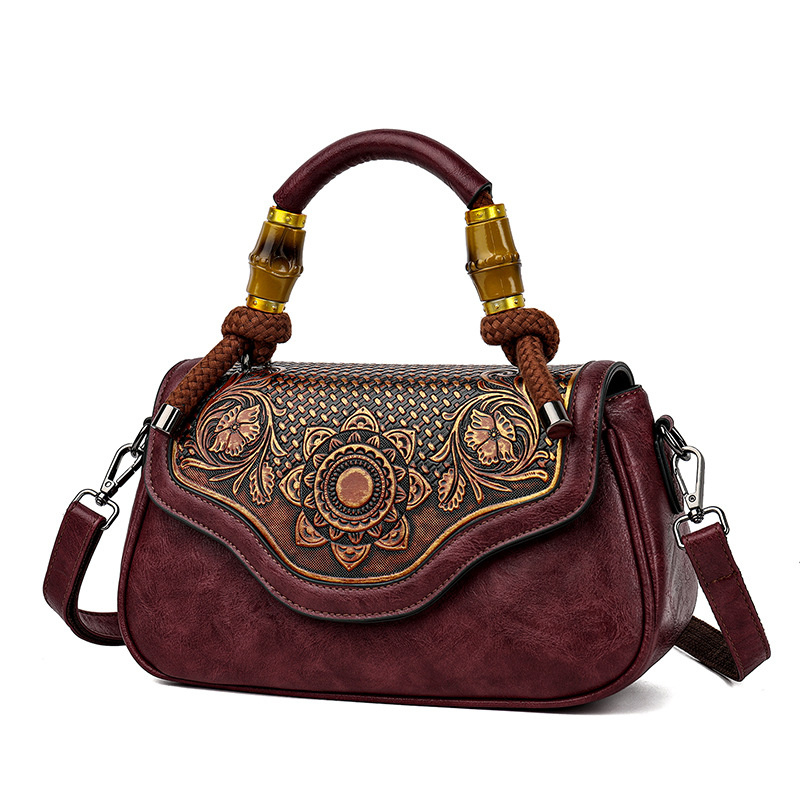 Handcrafted Leather-Embossed Retro Crossbody Bag