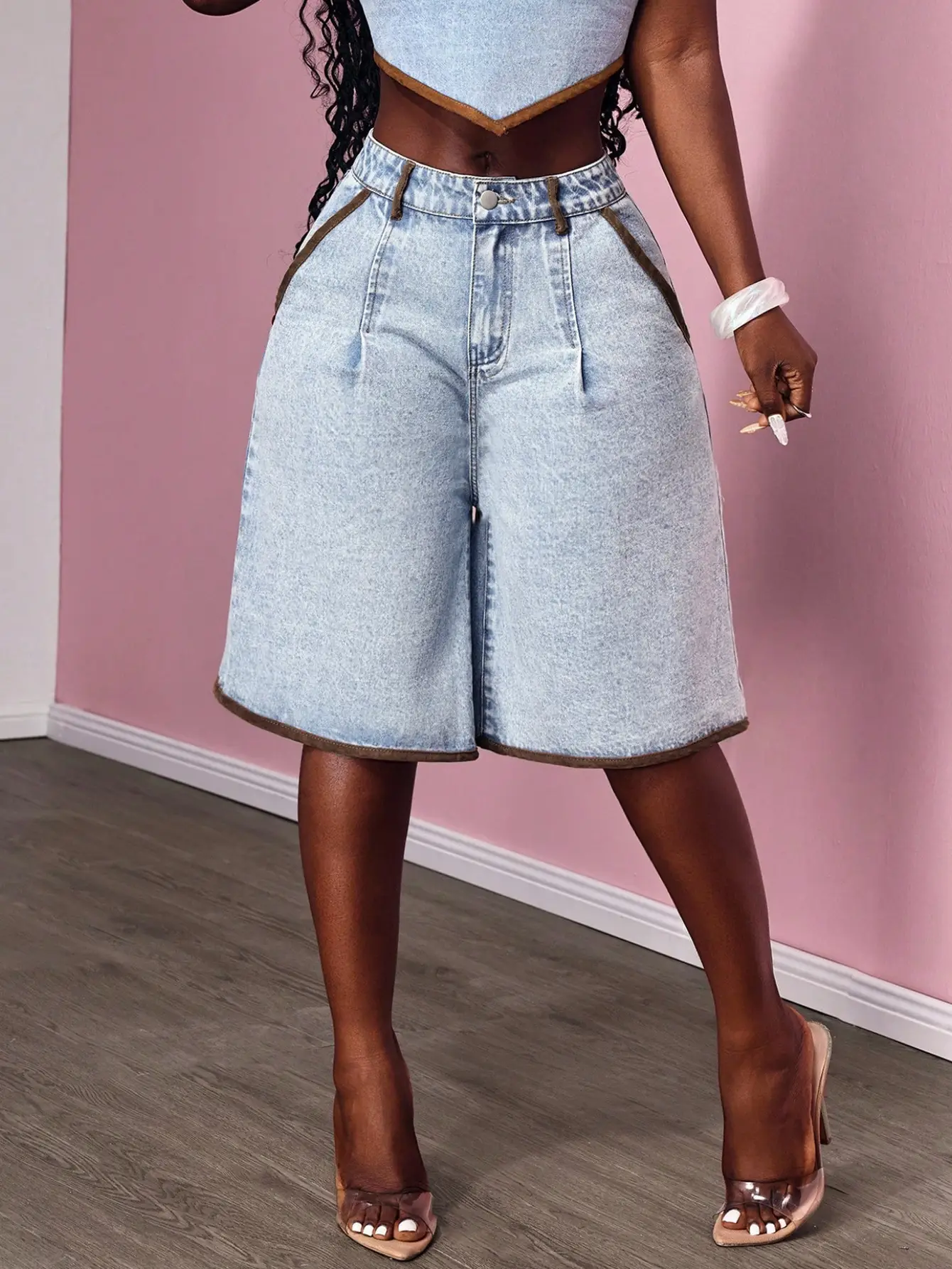 SpringSummer Womens Bell Bottom Cropped Denim Pants