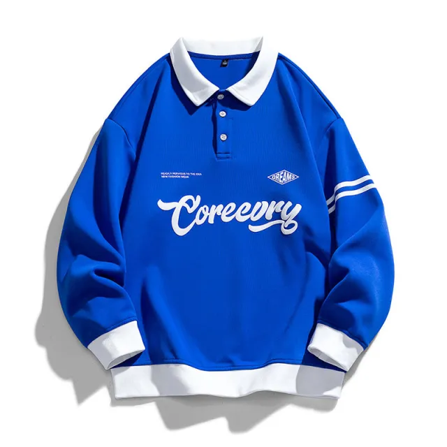 Men's Retro Lapels Japanese Style Workwear Fashion Brand Sweater Blue - Shop at LoveMi