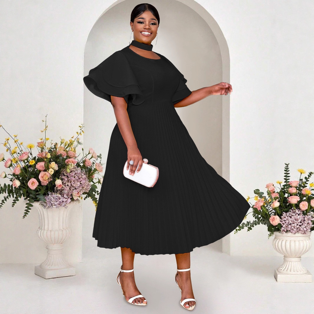 Elegant Style Ruffled Flare Sleeve Dress