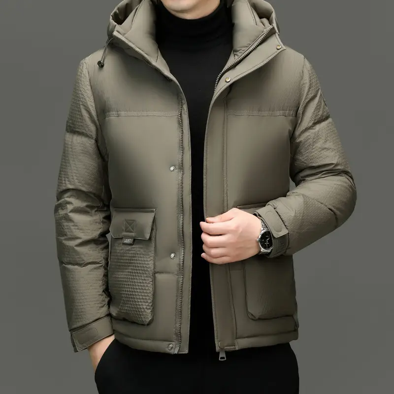 Winter White Duck Down Short Casual Hooded