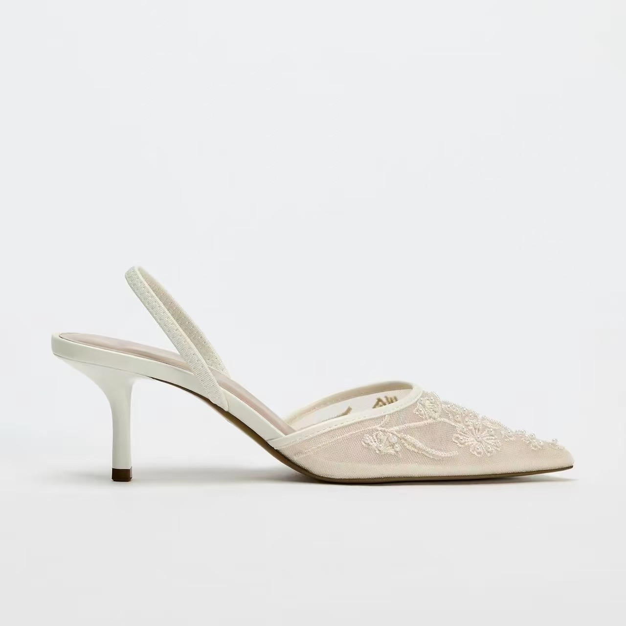 Embroidered Mesh Stiletto Mules, picture 5 of 5