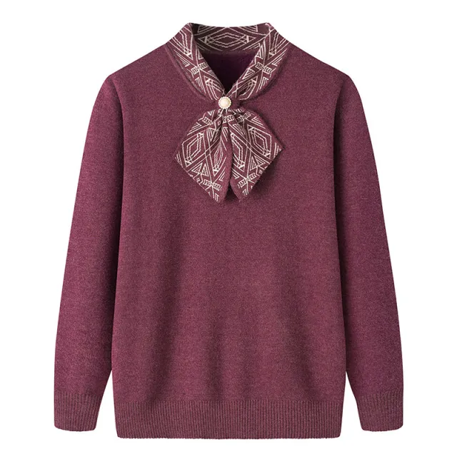 Women's Half Turtleneck Western Style Velvet Thickening Sweater Cameo Brown - Shop at LoveMi