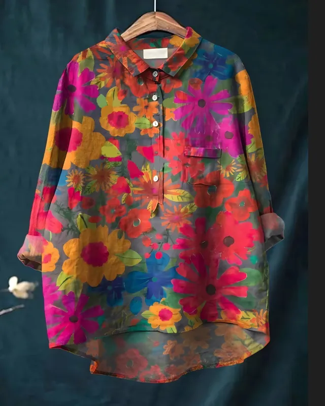 Casual Long Sleeve Shirt Animal Print Hawaiian Long Sleeve Blouse Acs10 M - Shop at LoveMi