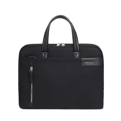 Business Women's Retro Briefcase Nylon Laptop Bag - Black - View 1