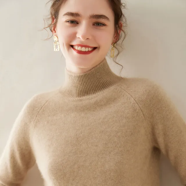 Women's Thickened Sweater Autumn And Winter Wool Knitted Bottoming Shirt Elegant Camel - Shop at LoveMi