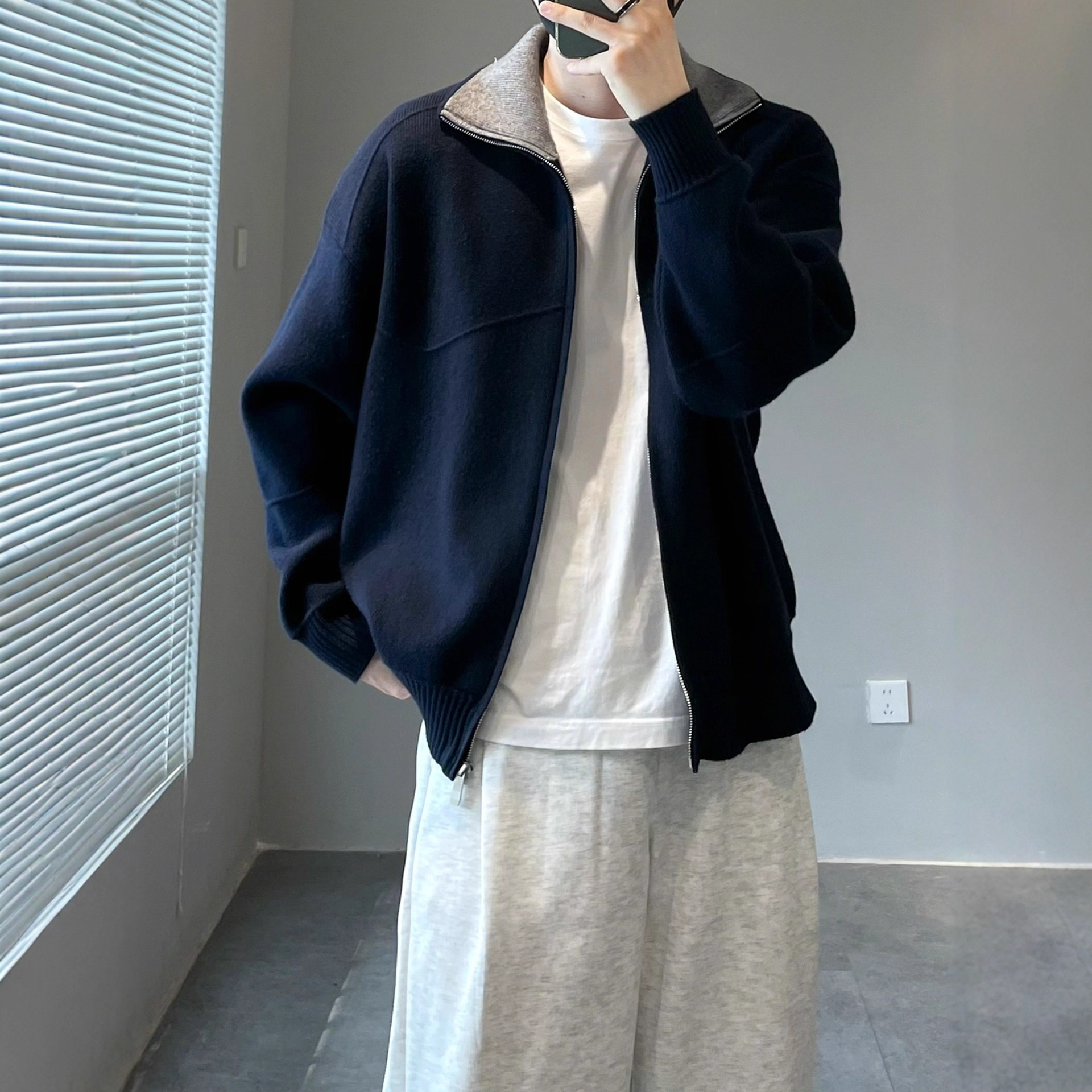 $19.39 Barne Style Contrast Color Knitted Cardigan Sweater For Men