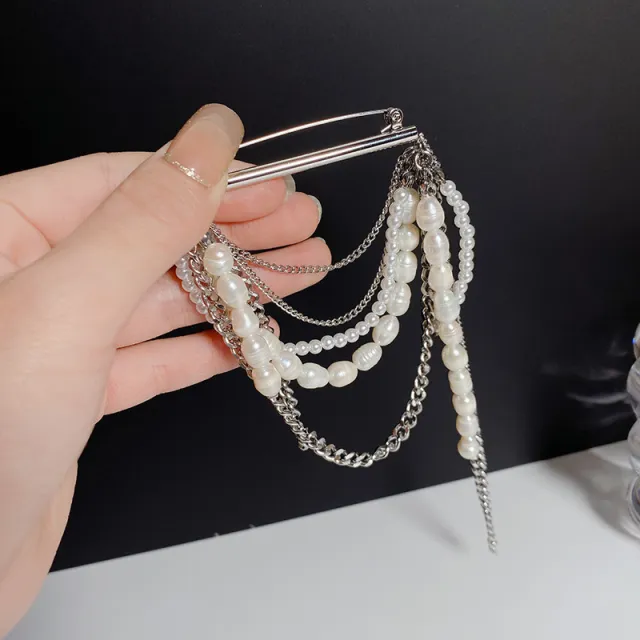 Korean Style Tassel Pearl Pin Internet Celebrity All match Corsage Tassel Brooch - Shop at LoveMi