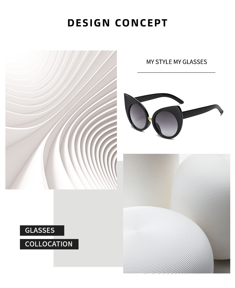 Women’s Retro Cat Eye Sunglasses Large Rim Sunglasses