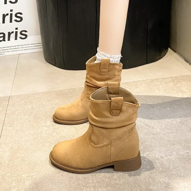 Suede Slimming Chunky heel Fashion Ankle Boots For Women Khaki - Shop at LoveMi
