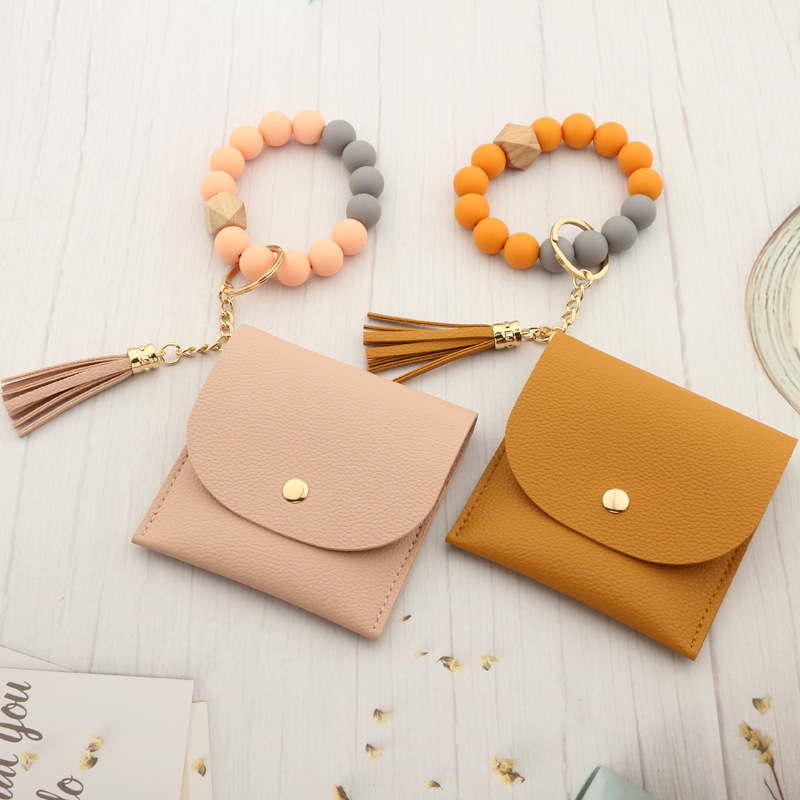 Title 5, New Silicone Bead Bracelet Card Holder PU Women...