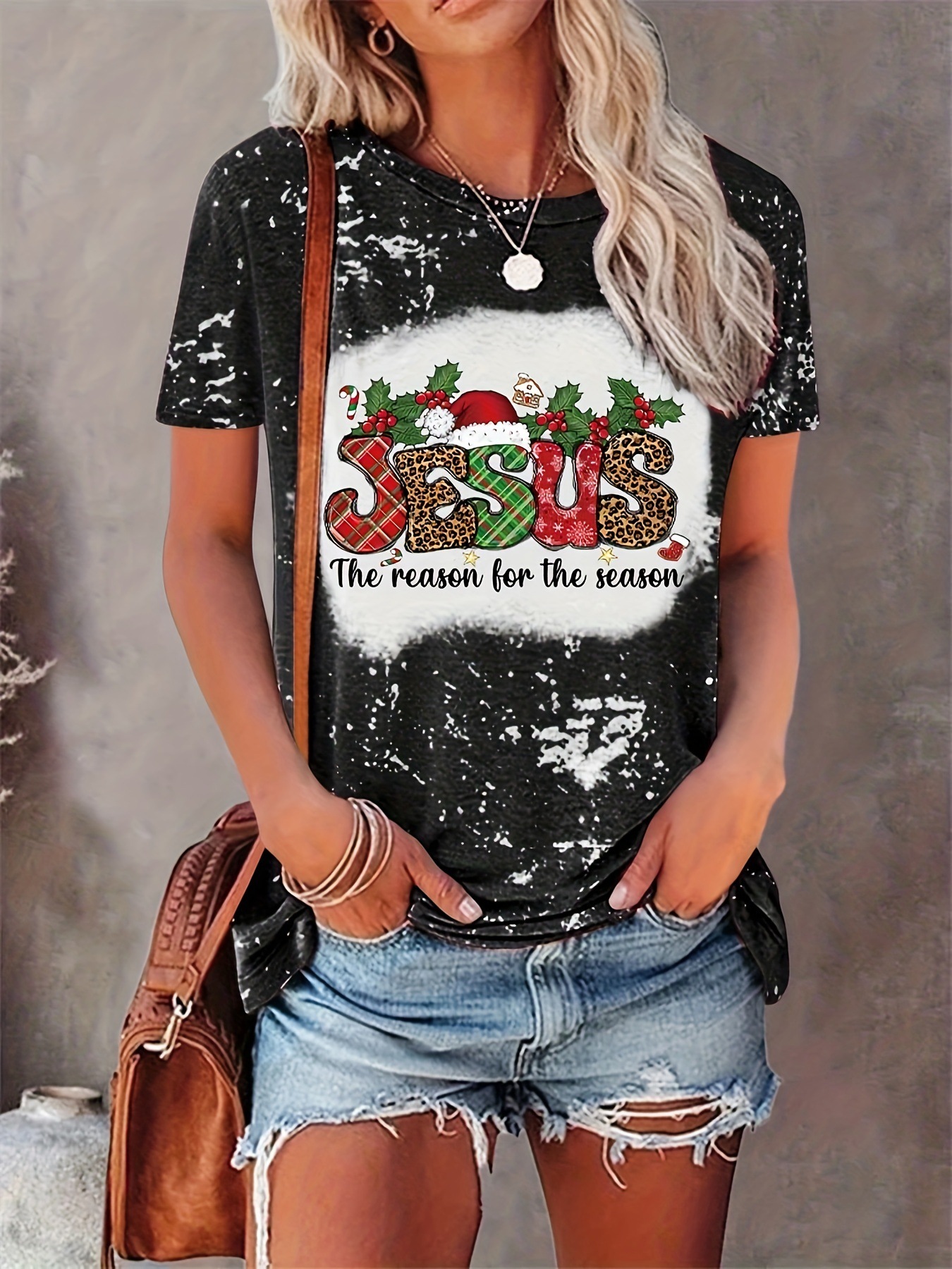 Title 4, Christmas Fashion Print Round Neck T-shirt