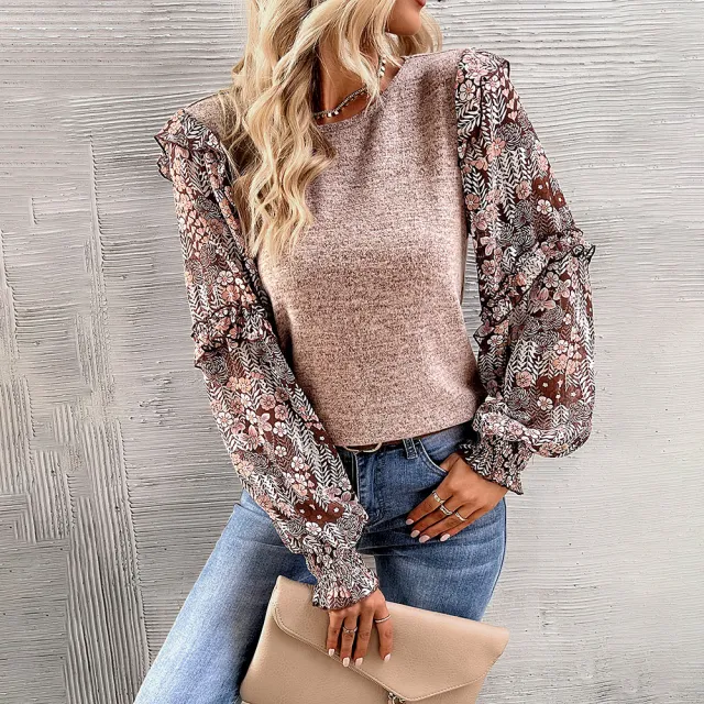 Women's Elegant Long sleeved Top For Spring And Summer Brown - Shop at LoveMi