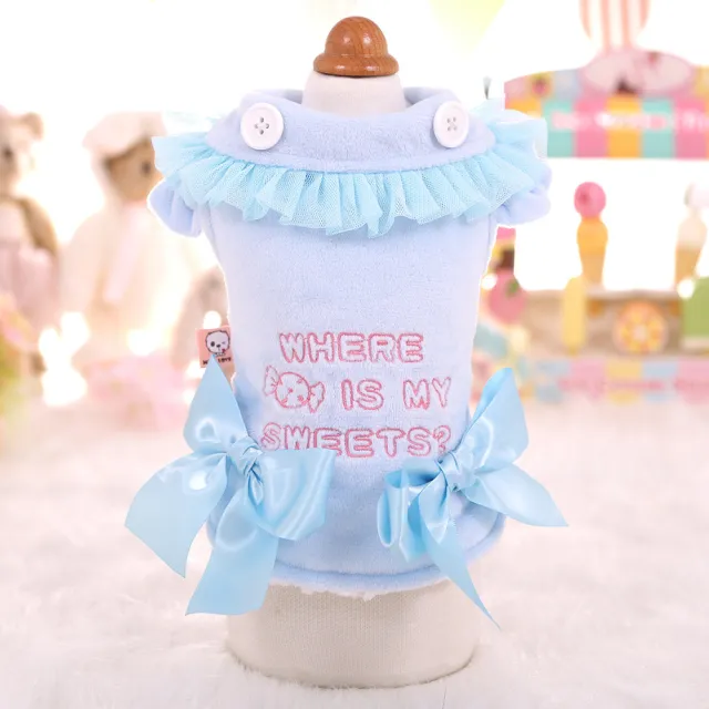Pet Fleece lined Thickened Double layer Plush Two leg Cotton padded Coat Hard Candy Blue - Shop at LoveMi