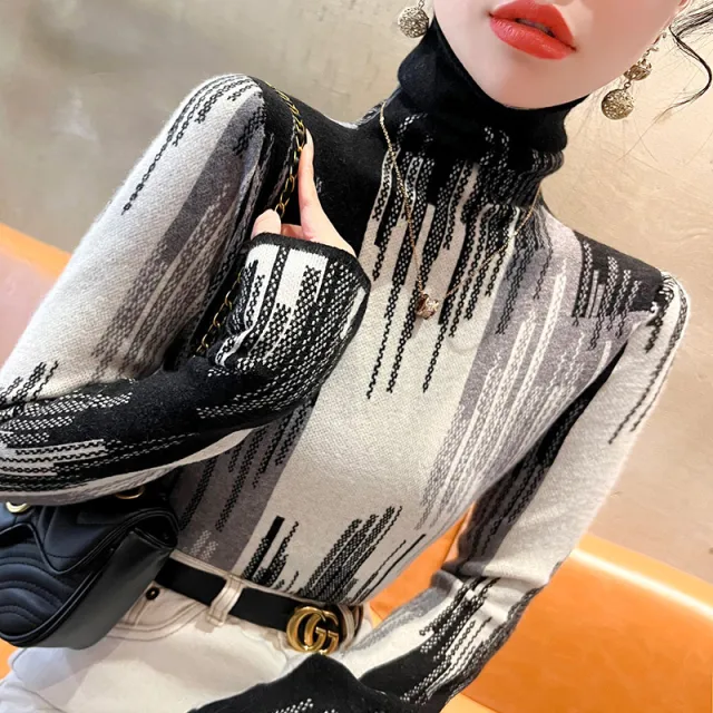 Chic Top Knitted Sweater Base Layer Innerwear Black - Shop at LoveMi