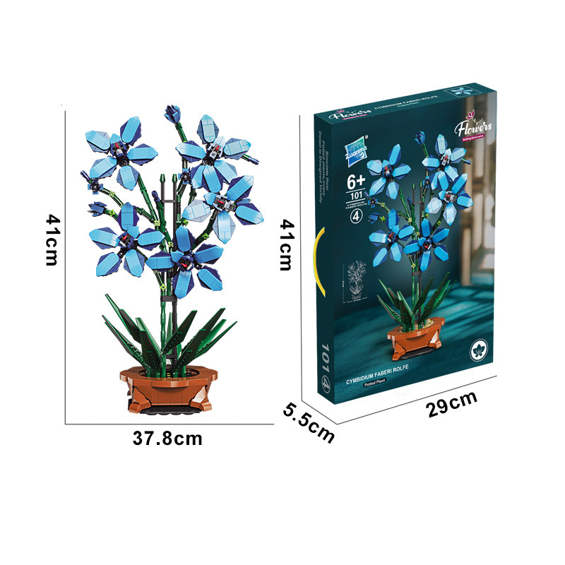 Blue Silk Flower Pot