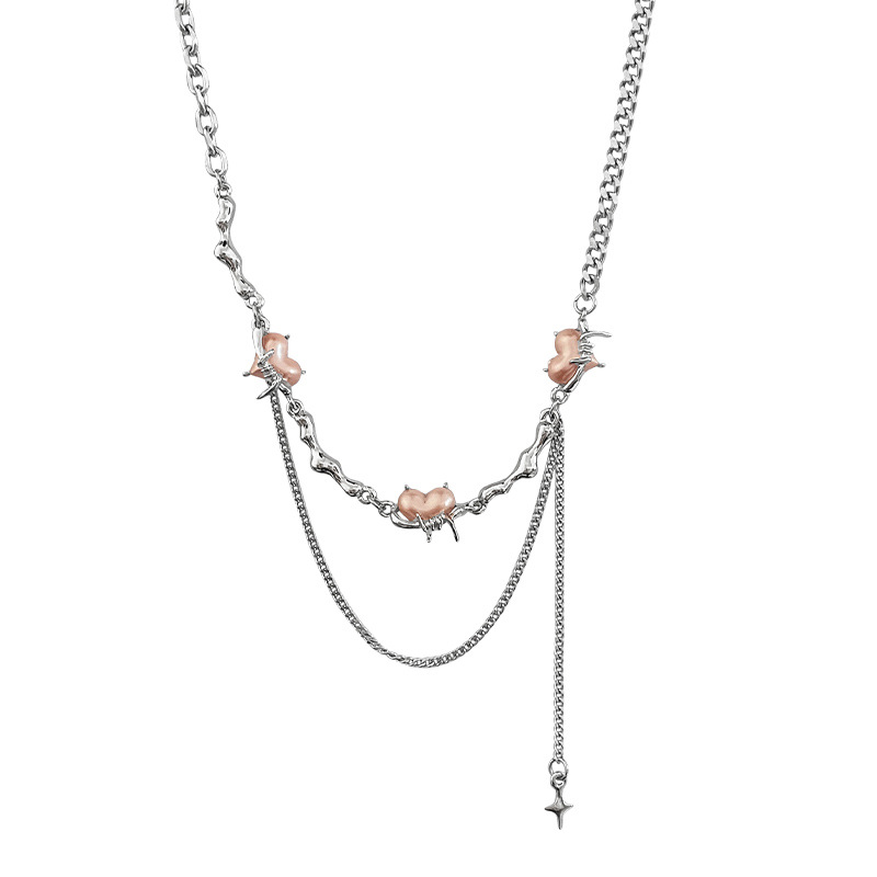 Heart Shaped Thorn Tassel Necklace
