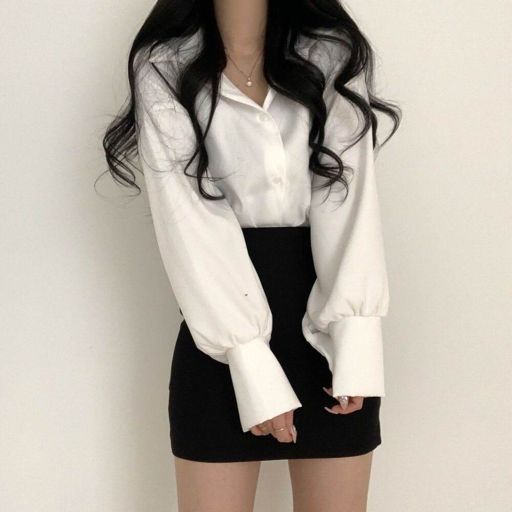 Simple Solid Color Long-sleeved Shirt For Women