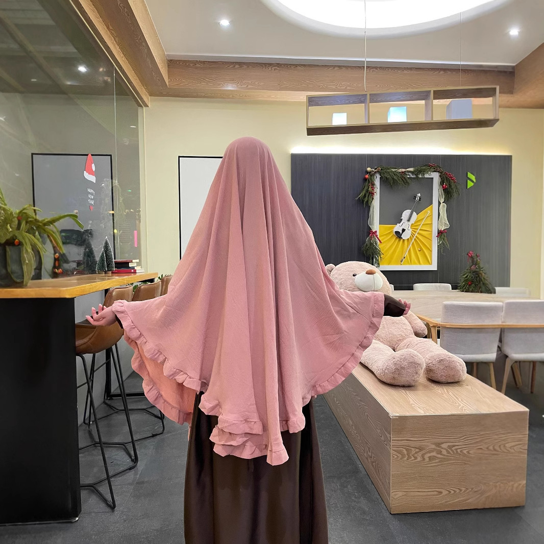 Pure Color Ruffles Big Swing Headscarf Middle East Solid Color