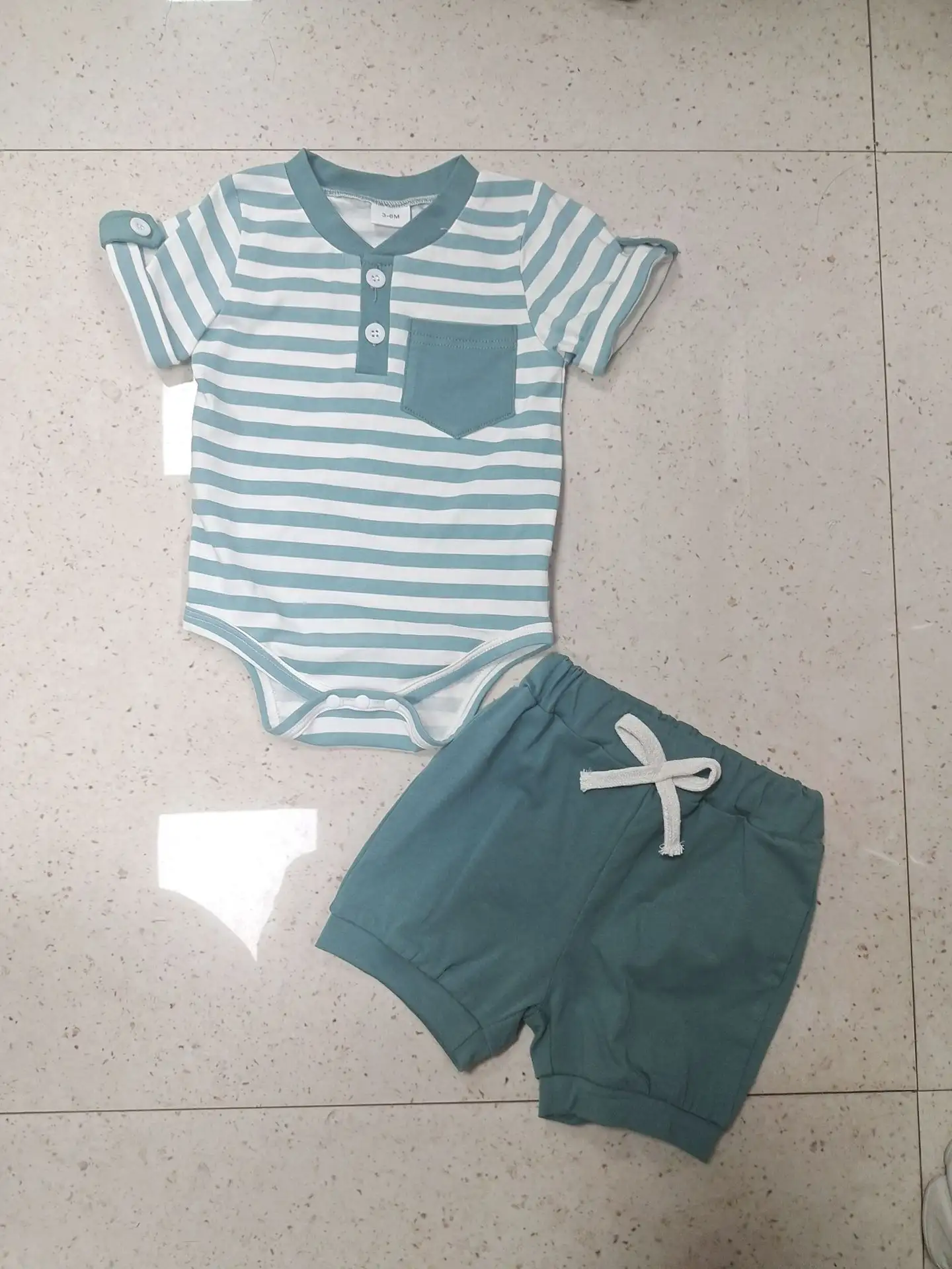Infant Striped Short Sleeve Shorts Suit