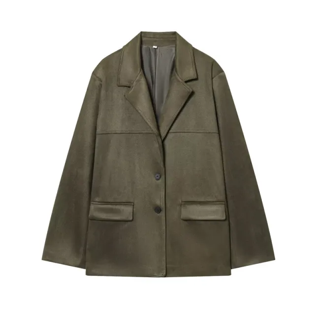 Women's Solid Color Suede Effect Suit Jacket Shorts Top - Shop at LoveMi