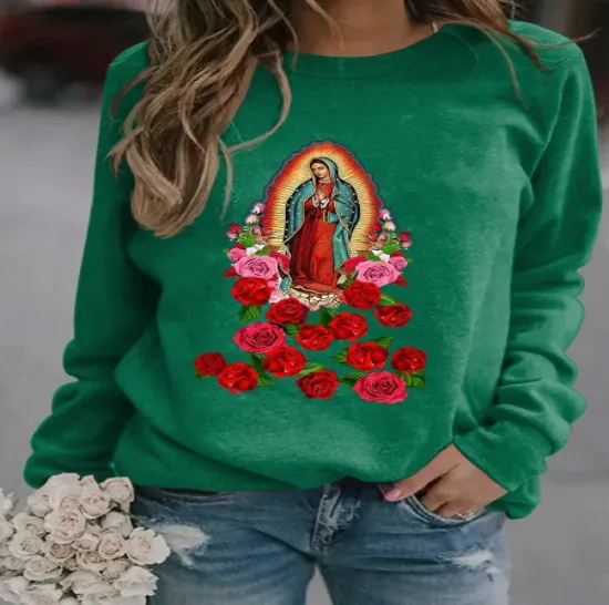 Printed Loose Round Neck Long Sleeve Sweaters Women's Clothing Qr68 2 Xl - Shop at LoveMi