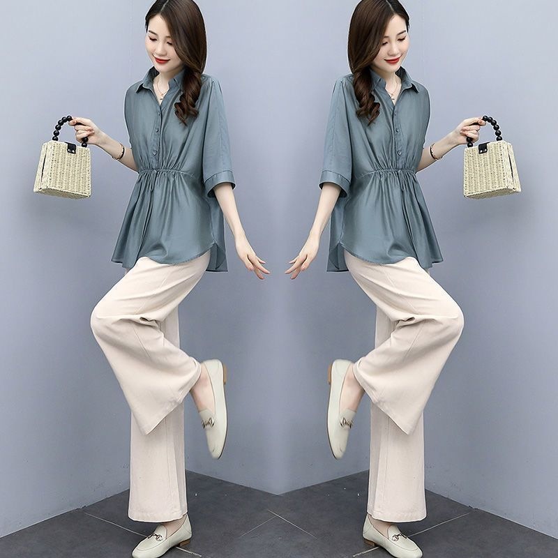 Cotton-Linen Wide-Leg Trouser Two-Piece Set