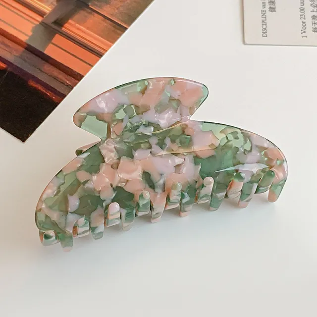 Acetic Acid High end Leopard Print Hair Clip Pink And Green - Shop at LoveMi