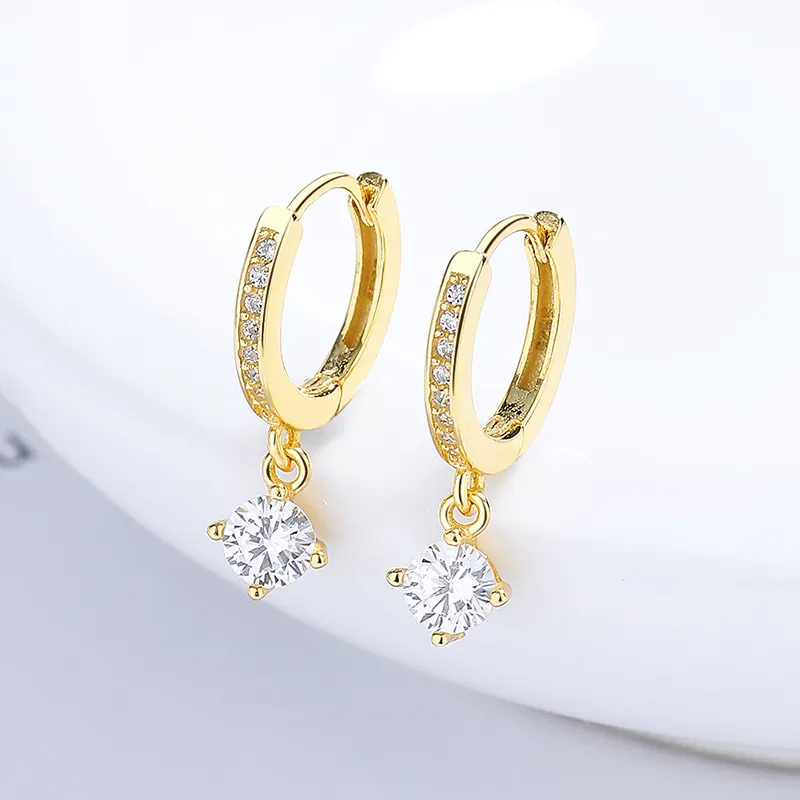 925 Sterling Silver Four-claw Gang Drill Earrings For Women