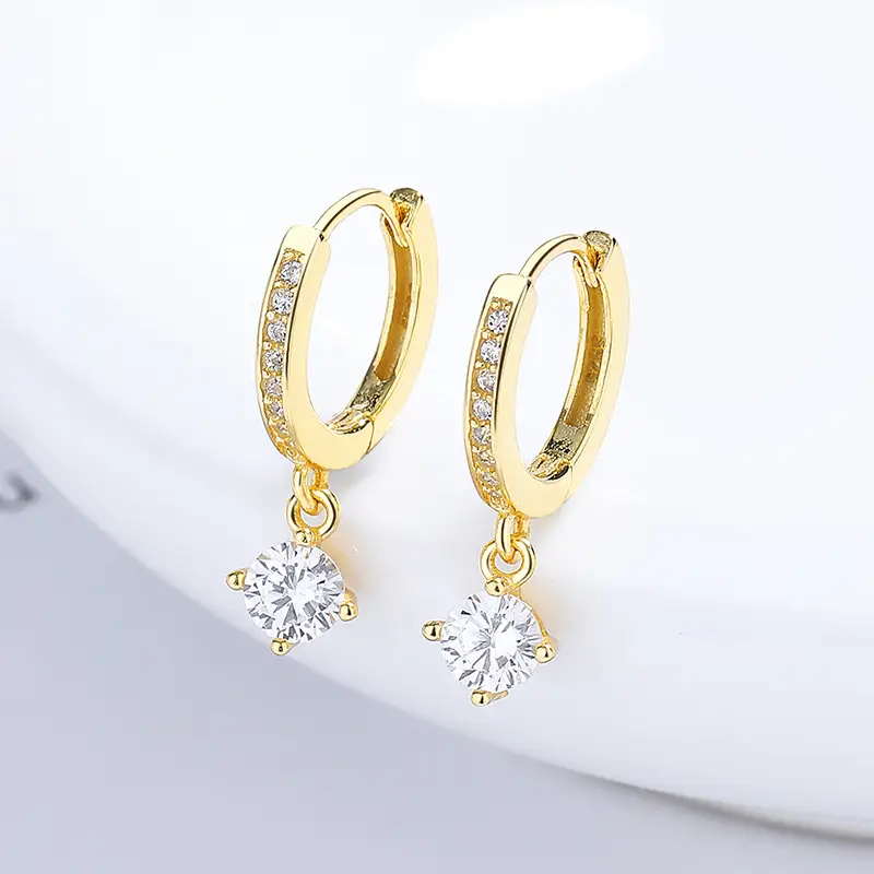 925 Sterling Silver Four-claw Gang Drill Earrings For Women