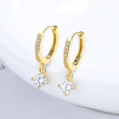 925 Sterling Silver Four-claw Gang Drill Earrings For Women